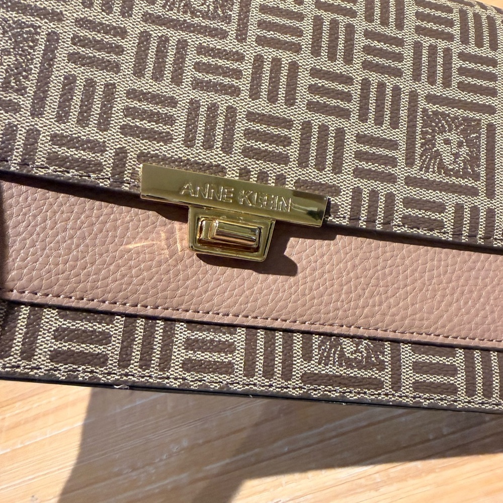 Anne Klein Brown Geometric Crossbody Bag - Picture 7 of 10